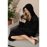 Hrnzafer Tekstil Unisex Wellsoft Kapüşonlu Giyilebilir Tv Battaniyesi – Yumuşak, Sıcak ve Konforlu - 80 x 130 cm - Siyah