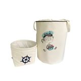 HS Home Baby Hometex Sailor Boy Nakışlı Bez Kirli & Oyuncak Sepet Seti