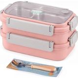 Hsc Bilişim 1200 ml Iki Kat Üç Bölme Paslanmaz Çelik Bento Lunch Box Yeni Nesil Sefer Tası Çelik Kaşıklı -22FF1 - 001-Renkli