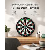 Hsc Bilişim 15 Inç Büyük Boy Dart Tahtası Ev Oyun Seti 4 Adet Metal Uç Oklu - 01 - Mavi