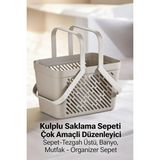 Hsc Bilişim 1'li Gri Çok Amaçlı Kulplu Sepet Mutfak Banyo Organizer Taşıma Sepeti - 000-Siyah - 1 Adet