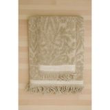 Hsc Bilişim 2 Parça Jakarlı Banyo Havlu Takımı %100 Pamuklu 90X150 cm Arden Bej - 15 x 25 cm