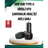 Hsc Bilişim 3A Güç Kapasiteli USB & Type-C Çakmaklık Şarj Adaptörü - Renkli
