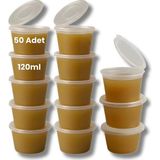 Hsc Bilişim 50 Adet Sızdırmaz Mini Saklama Kabı 120 ml – Buzluk Kabı, Et Suyu, Kemik Suyu, Sos Püre Saklama - 001-Renkli