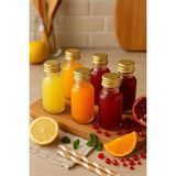 Hsc Bilişim 6 Adet Şeffaf Cam Shot Şişesi Sızdırmaz Gold Metal Kapaklı Kolonya Koku Süs Çok Amaçlı Şişe 30ML - 001-Renkli