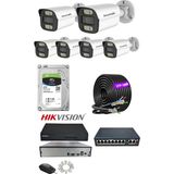 Hsc Bilişim 6'lı 5mp Poe Ip Kamera Seti | Hikvision Nvr | Ses Kayıtlı | 2tb HDD | Metal Kasa 3.6mm Iç/dış Ortam - Renkli
