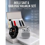 Hsc Bilişim 7 Kordonlu Akıllı Saat ve 3.nesil Kulaklık Dokunmatik Ekran Sesli Görüşme Yapabilen - 0-Kahverengi - 35 - 48 mm