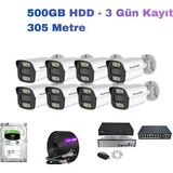 Hsc Bilişim 8'li 5mp Poe Ip Kamera Seti | Hikvision Nvr | Ses Kayıtlı | 500GB HDD | Metal Kasa 3.6mm Iç/dış Ort - Renkli