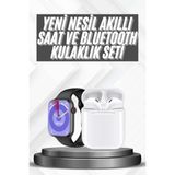 Hsc Bilişim Akıllı Saat Gümüş Kasa Bluetooth Kulaklık Hediyeli Çok Fonksiyonlu Ikili Set - 35 - 48 mm - Dijital
