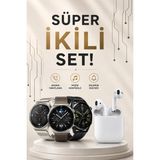Hsc Bilişim Akıllı Saat ve Kulaklık Seti Dokunmatik Ekran 5.0 Bluetooth Bağlantılı Sesli Görüşme - 0-Kahverengi - 35 - 48 mm