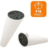 Hsc Bilişim BADEM10 Açılı Konik Ayak Mobilya Baza Koltuk Puf Ayağı Beyaz 12 cm (4 Adet) - 001-Renkli