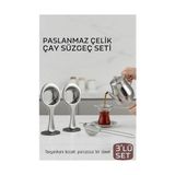 Hsc Bilişim Çay Süzgeci Seti - 3 Parça Profesyonel ve Kulplu Demlik Filtresi Paslanmaz Çelik 718934 - 0 - 1 lt
