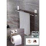 Hsc Bilişim Deltahome Paslanmaz Çelik 40CM Havluluk ve Tuvalet Kağıtlığı Set - Inox Yapışkan Bant Sistem - 001-Renkli
