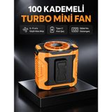 Hsc Bilişim Dijital Ekranlı Turbo Mini Fan – 3 Kademeli Hız, Sessiz Çalışma ve Type-C Şarj - 1BW-Beyaz