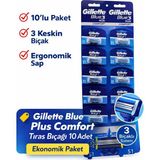 Hsc Bilişim Gillette Blue 3 Tıraş Bıçağı 10 Adet – 3 Bıçaklı Ergonomik Saplı Erkek Tıraş Bıçağı Se - Renkli