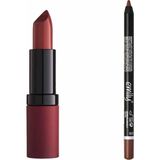 Hsc Bilişim Golden Rose Velvet Matte Lipstick No: 16 ve Emily No: 208 Ruj ve Dudak Kalemi Seti - 951-Renkli