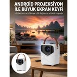 Hsc Bilişim Hd Ayaklı Portatif Projeksiyon Cihazı Bluetooth Wifi Akıllı Android Işlemcili Yeni Nesil - Siyah - Beyaz