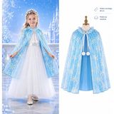 Hsc Bilişim Kar Tanesi Desenli Elsa Pelerini - Astarlı Frozen Pelerini 85 cm - 1 Ay