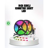 Hsc bilişim Müziğe Duyarlı Renkli Smart Şerit LED Işık USB Bağlantılı Ambiyans Aydınlatma tknUCZ10MŞERİTLED-5