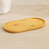 Hsc Bilişim Oval Bambu Yağdanlık Altlık Ahşap Mini Tepsi 20X10X0.8 cm - 0 - 1 lt