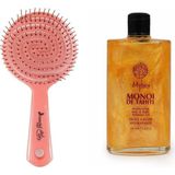 Hsc Bilişim Pembe Pro Üç Boyutlu Oval Saç Fırçası 02 + Işıltılı Saç & Vücut Nemlendirici - 100 ml - 001-Renkli