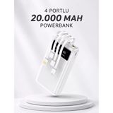 Hsc Bilişim Powerbank Şarj Cihazı 4 Çıkışlı 20.000 Mah Powerbank Kompakt Yüksek Kapasiteli Hızlı Şarj - 001-Renkli