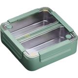 Hsc Bilişim Vagonlife Bento 1100ML Lunchbox Tek Katlı 2 Bölmeli Paslanmaz Çelik Sefer Tası Yemek Kutusu (Yeşil) - 001-Renkli