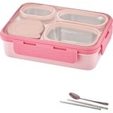 Hsc Bilişim Vagonlife Lunch Box 950 ml Paslanmaz Çelik Tek Kat Dört Bölmeli Çorba Kaseli Metal KAŞIKLI-FFLBOX70 - 001-Renkli