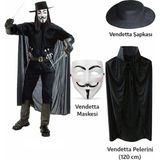 Hsc Bilişim Vendetta Kostüm Seti – Şapka Maske Pelerin (120 Cm) - 1 Ay