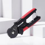 HSC4 6-4A (0.08-6mm²) Dörtgen Yüksük Sıkma Pensesi FSE Profesyonel Kablo Sıkma Pensesi, Siyah-Kırmızı, Metal Gövde