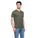 Hscstore Erkek V Yakalı Basic Haki Tişört - 8401