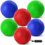 HSLCGF 6 adet Dodgeballs 8.5 inç oyun alanı topu kırmızı Kickball şişme kauçuk hentbol yaşam dolu Dodge topu 1 el pompası ile açık havada top oyunları spor salonu kampları piknik
