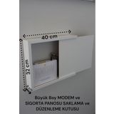 HSN DECOR Beyaz Büyük Boy 32x40x8 Sigorta Ve Modem Saklama Kutusu, Gizleme Ve Düzenleyici Kutu, Organizer Kutu