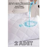 HSN LAGOM 2 Adet Kapitoneli Sıvı Geçirmez Yastık Alezi Yastık Koruyucu Yastık Kılıfı Mikrofiber Beyaz 50x70
