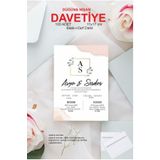 Hsn Nikah Nişan Düğün Davetiyesi Baskılı Zarflı 100 Adet Davetiye