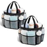 HSONGDILYS Mesh Duş Caddesi, 2'li set: Taşınabilir 8 Cepli Yatakhane Duş Çantası, Büyük Kapasiteli, Üniversite Yurtları için Temel, Yüzme, Plaj, Spor Salonu, Kamp ve Seyahat Temelleri için Mükemmel
