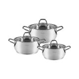 Hsr- Hisar Perge 6 Parça Çelik Mini Tencere Set - Gri