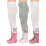 Hstore Kız Çocuk 3'lü Paket Unicorn Desenli Puantiyeli Pamuklu Külotlu Çorap Seti (7-8 Yaş)