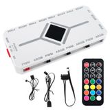 HSZJsto ARGB PWM Fan Hub, Adreslenebilir 5V-3PIN 2'si 1 arada RGB Bilgisayar PC Kasası Fan Hub 1 ila 9 Bağlantı Noktalı Manyetik Fan Hub Ayırıcı, Uzaktan SATA Güç Kaynağı, Güç Kapalı Bellek, Beyaz