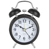 HT-850 Yüksek Sesli Alarmlı Saat Nostaljik Analog Çalar Saat Fosforlu Işıklı Metal Gövde Akar Saniyeli Sessiz Pilli Saat Siyah