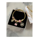 H&T acsessories Kadın Çelik Gold Charm Bileklik (Takı kutusu hediyeli)