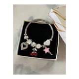 H&T acsessories Kadın Çelik Gümüş Charm Bileklik (Takı kutusu hediyeli)