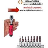 Ht-Arm 1/4 Mini Lokma Cırcır Kolu 72 Diş Delikli Torx Bits Uç Seti Takımı