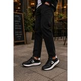 Ht Hotin Mamba Erkek Günlük Spor Ayakkabı Bağcıklı Rahat Tabanlı Casual Sneaker Siyah-Beyaz - Siyah - Beyaz