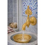 HT PRİMA İşlemeli Perlatörlü Duvar Tipi Hamam Kurna Osmanlı Musluğu Altın Gold