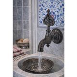 HT PRİMA İşlemeli Perlatörlü Duvar Tipi Hamam Kurna Osmanlı Musluğu Eskitme Siyah