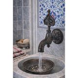 HT Prima Işlemeli Perlatörlü Duvar Tipi Hamam Kurna Osmanlı Musluğu - Siyah