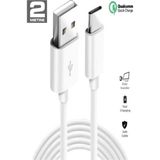 Htc Desire 20 Pro Uyumlu Hızlı Şarj ve Data Kablosu 2.1 Amper 2 Metre - Beyaz - HTC Desire 20 Pro Uyumlu 2 Metre Hızlı Şarj Kablosu