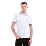 HTML Beyaz Regular Fit Düz 100% Pamuklu Polo Yaka Tişört