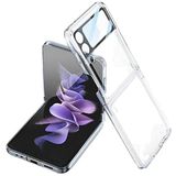 HTstore Galaxy Uyumlu Z Flip 4 Kılıf Kamera Korumalı Parlak Köşe Renkli Şeffaf Kapak (Renksiz)